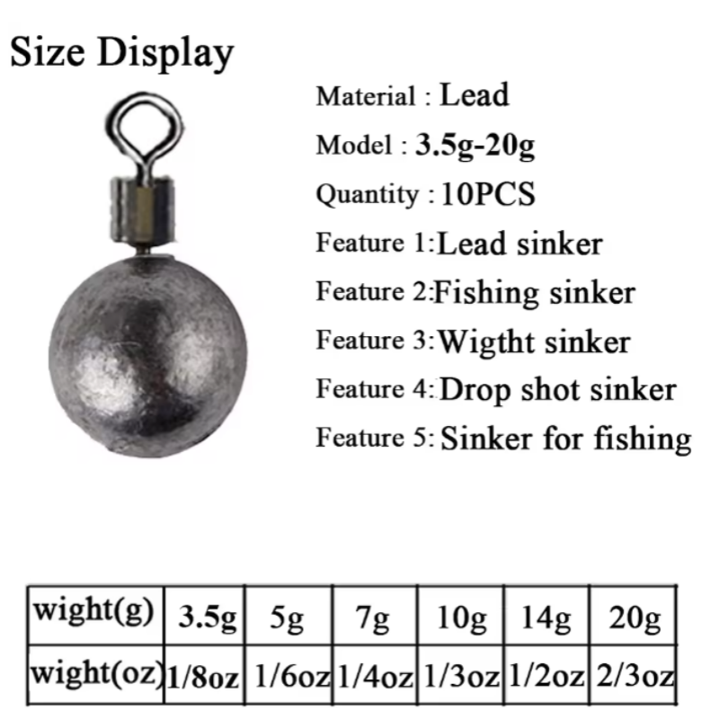10 Stück 5-20g Runde Bleigewic – Fishing Equipment On Sale Bewertung und Preis